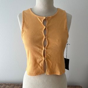 Cute cut out bright orange tank top